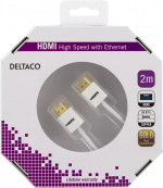 DELTACO tyndt HDMI kabel, HDMI High Speed with Ethernet, HDMI Type A h