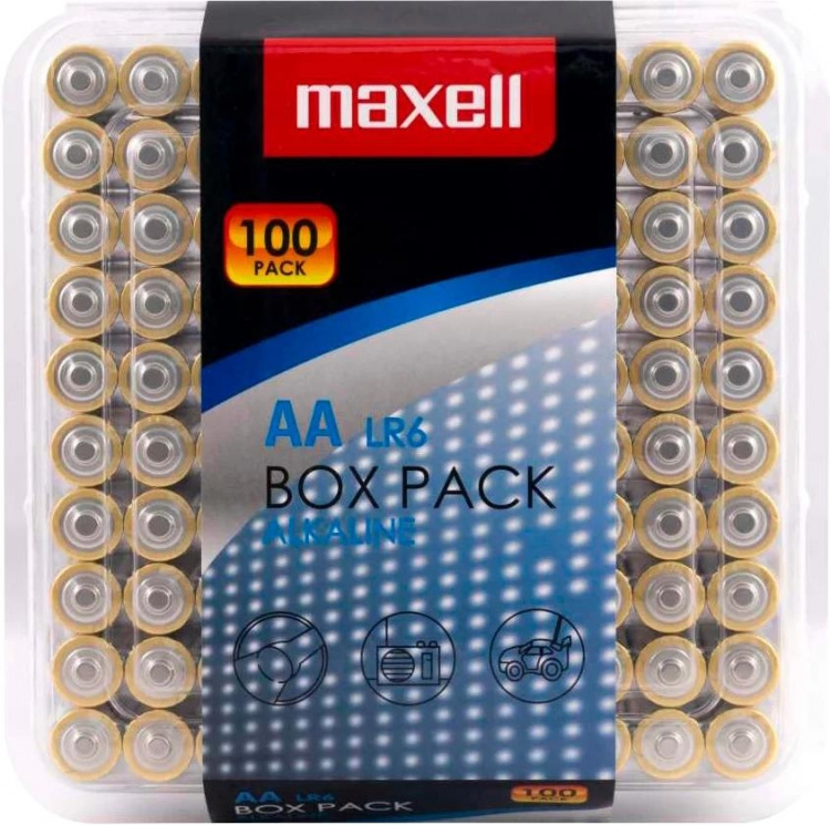 Maxell Box Pack, LR06 / AA batterier, alkaline, 1,5V, 100-pack