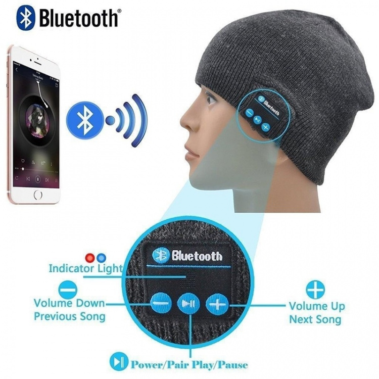 Strikket hue med indbyggede Bluetooth-hovedtelefoner, Cerise Strikket hue med indbyggede Bluetooth-hovedtelefoner, Cerise
