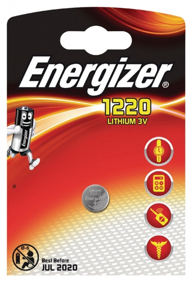 Energizer Lithium knapcellebatteri CR1220 | 3 V DC | 37 mAh | 1-Blister | Sølv