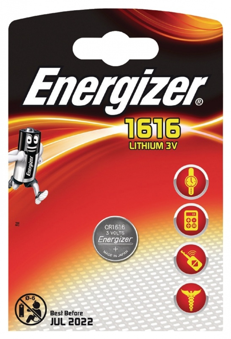 Energizer Lithium knapcellebatteri CR1616 | 3 V DC | 60 mAh | 1-Blister | Sølv