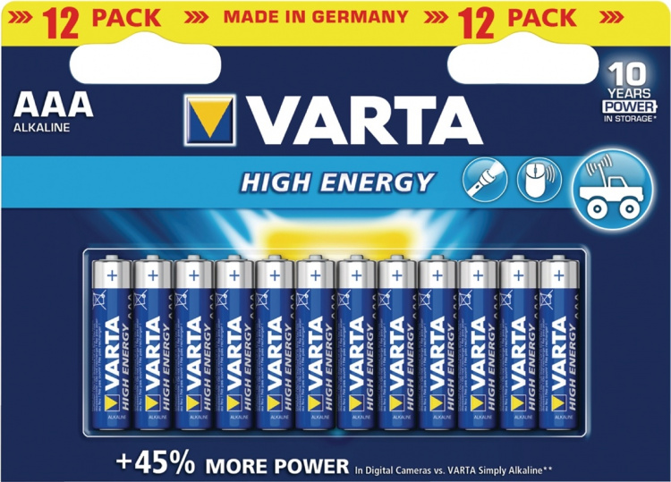 Varta Alkaline Batteri Aaa 1.5 V High Energy 12-Pack