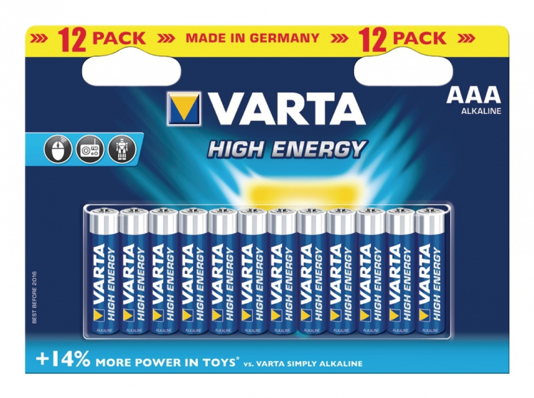 Varta Alkaline Batteri Aaa 1.5 V High Energy 12-Pack
