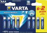 Varta Alkaline Batteri Aaa 1.5 V High Energy 8-Promotional Blister