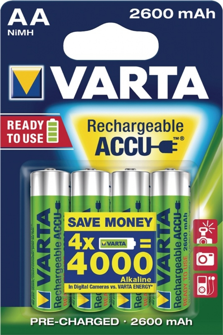 Varta Genopladelige Ni-MH Batteri AA | 1.2 V DC | 2500 mAh | 4-Blister kort