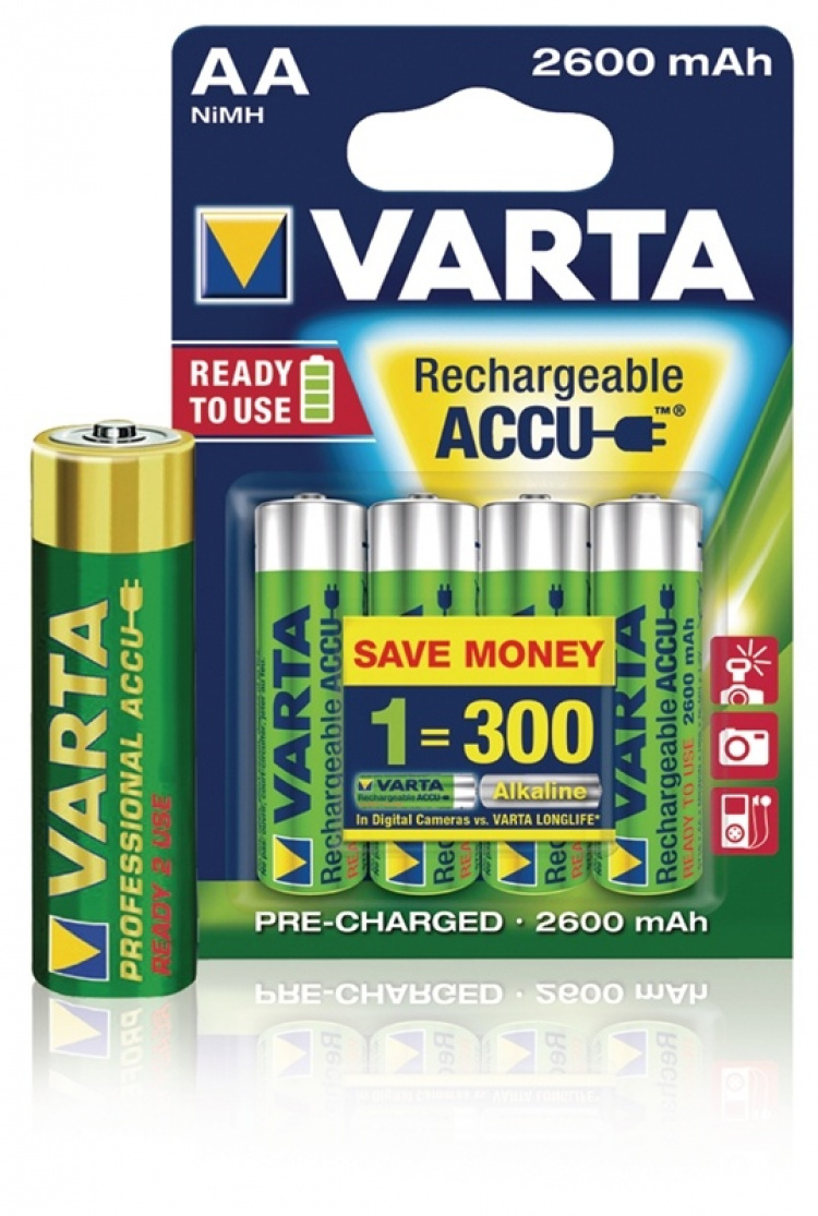 Varta Genopladelige Ni-MH Batteri AA | 1.2 V DC | 2500 mAh | 4-Blister kort