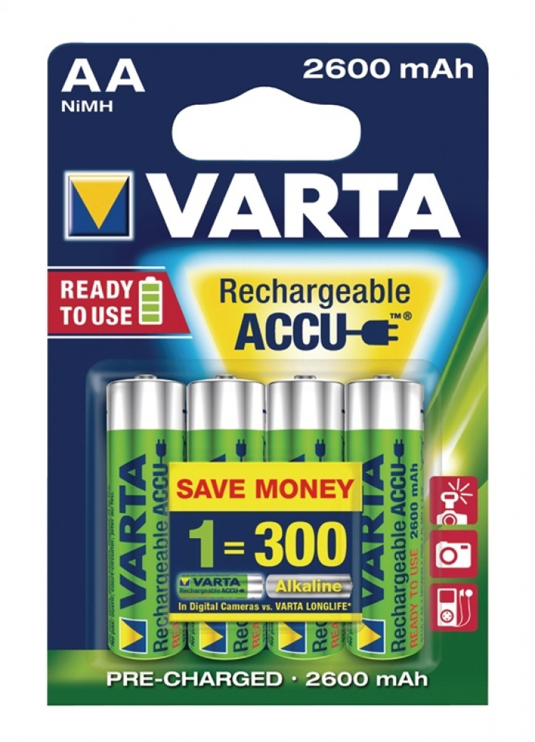 Varta Genopladelige Ni-MH Batteri AA | 1.2 V DC | 2500 mAh | 4-Blister kort