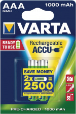 Varta Genopladelige Ni-MH Batteri AAA | 1.2 V DC | 1000 mAh | Forudladet | 2-Blister kort