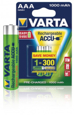 Varta Genopladelige Ni-MH Batteri AAA | 1.2 V DC | 1000 mAh | Forudladet | 2-Blister kort