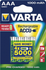Varta Genopladelige Ni-MH Batteri AAA | 1.2 V DC | 1000 mAh | Forudladet | 4-Blister kort