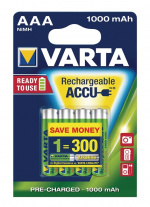 Varta Genopladelige Ni-MH Batteri AAA | 1.2 V DC | 1000 mAh | Forudladet | 4-Blister kort