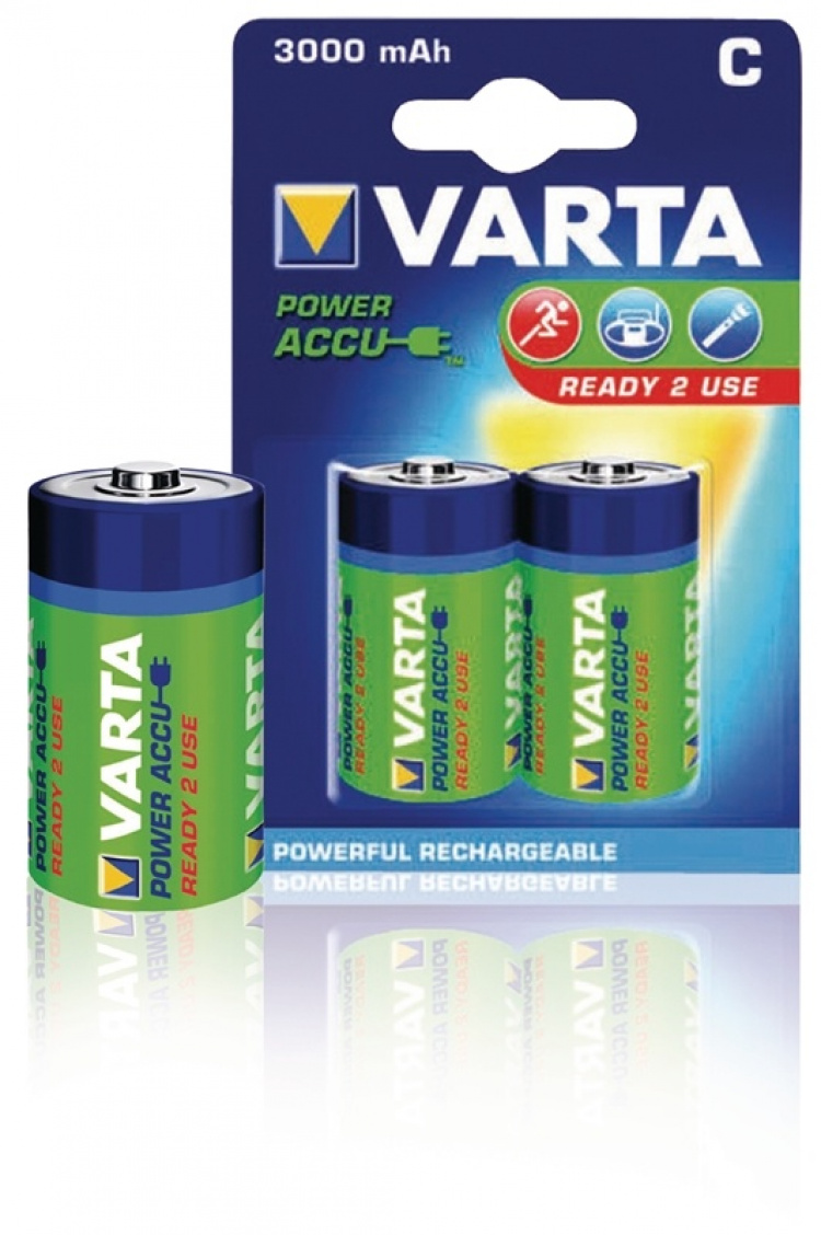 Varta Genopladelige Ni-MH batteri C | 1.2 V DC | 3000 mAh | Forudladet | 2-Blister | HR14 | Grøn / Gul