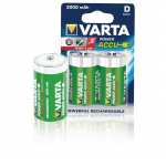 Varta Genopladelige Ni-MH batteri D | 1.2 V DC | 3000 mAh | Forudladet | 2-Blister | HR20 | Grøn / Gul