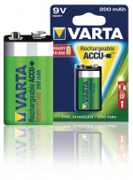 Varta Genopladelige Ni-MH batteri E-Block | 9 V DC | 200 mAh | Forudladet | 1-Blister | 6HR61 | Grøn / Gul