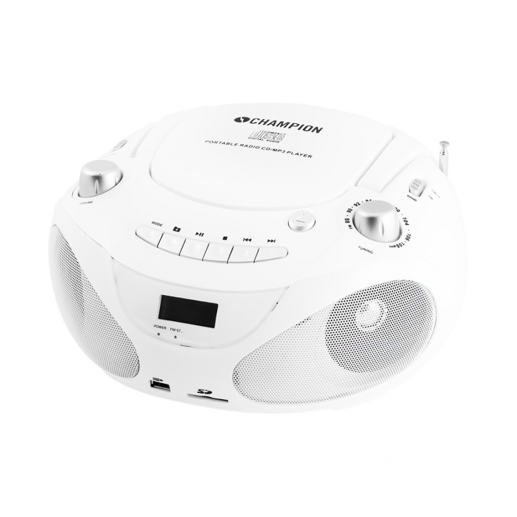 Champion Boombox CD/Radio/MP3/USB White Champion Boombox CD/Radio/MP3/USB White
