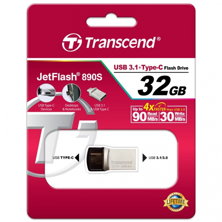 Transcend USB-minne (USB3+Type-C) 32GB
