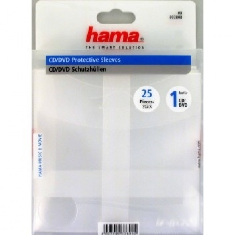 Hama CD/DVD Lommer PP Transparent 25-pak