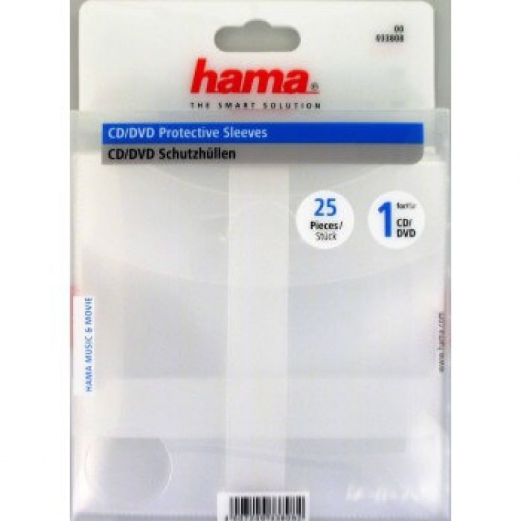 Hama CD/DVD Lommer PP Transparent 25-pak
