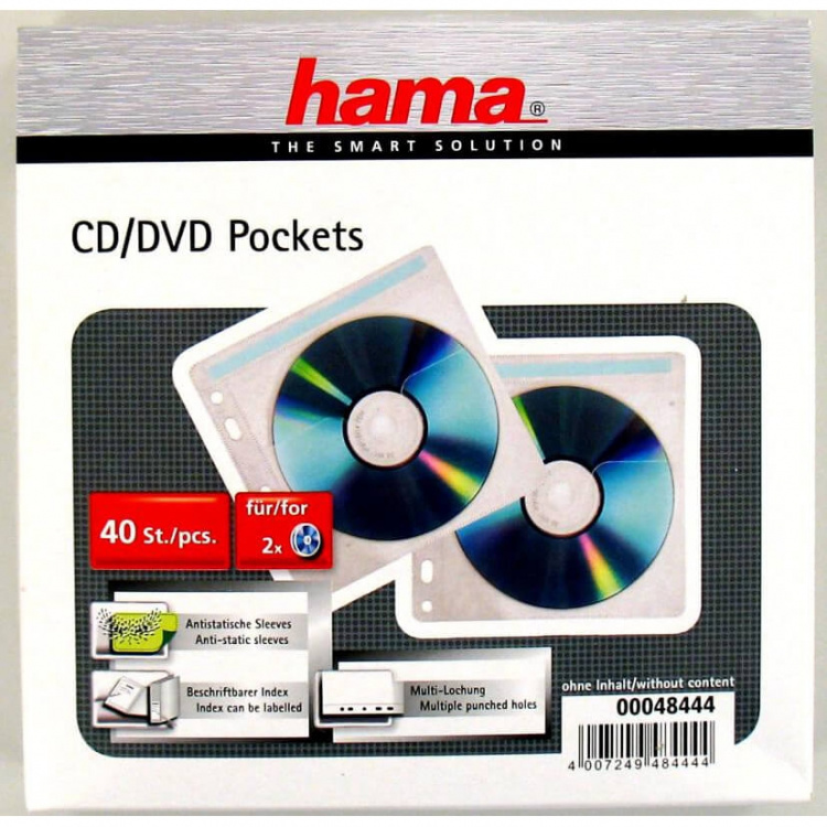 Hama CD Sleeve PP/Fleece m/huller 80-pak