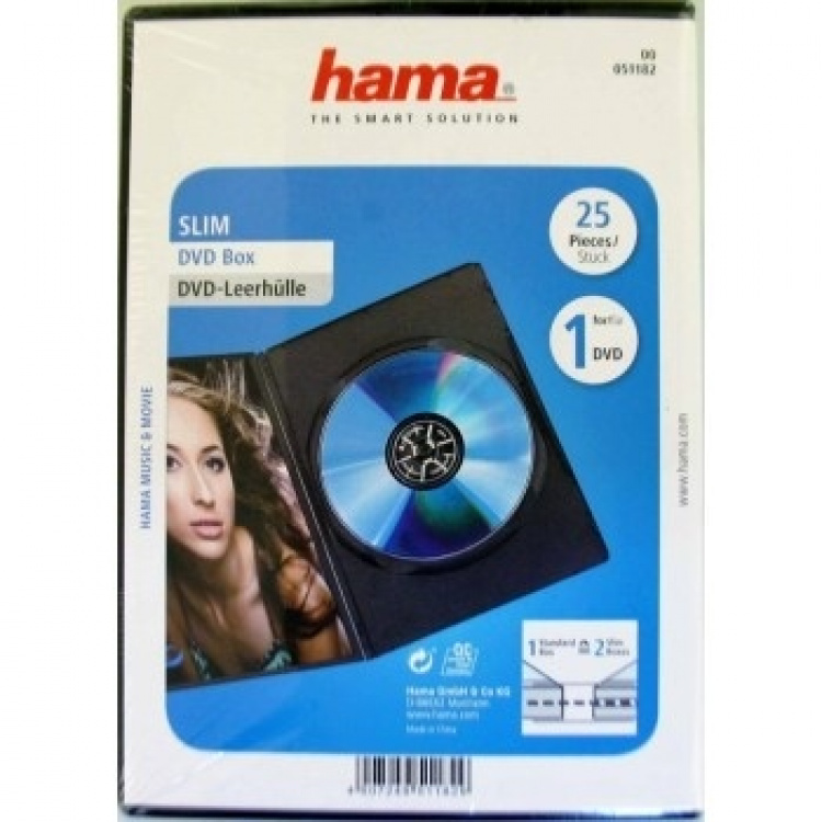 Hama DVD-Box Slim Sort 25-pak
