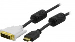 DELTACO HDMI til DVI kabel, 19-pin-DVI- D Single Link, 3m, sort/hvid
