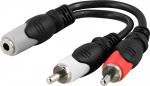 DELTACO multimedie-adapter 3,5mm hun til 2xRCA han, 10cm