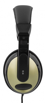 DELTACO høretelefon, volumekontrol, 2,5m kabel, sort/guld