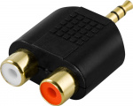 DELTACO adapter, 2xRCA hun til 3,5mm han, guldpletteret