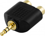 DELTACO adapter, 2xRCA hun til 3,5mm han, guldpletteret