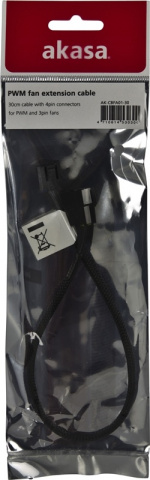 AKASA forlængerkabel til 4-pins PWM-blæsere, 0,3m, sort