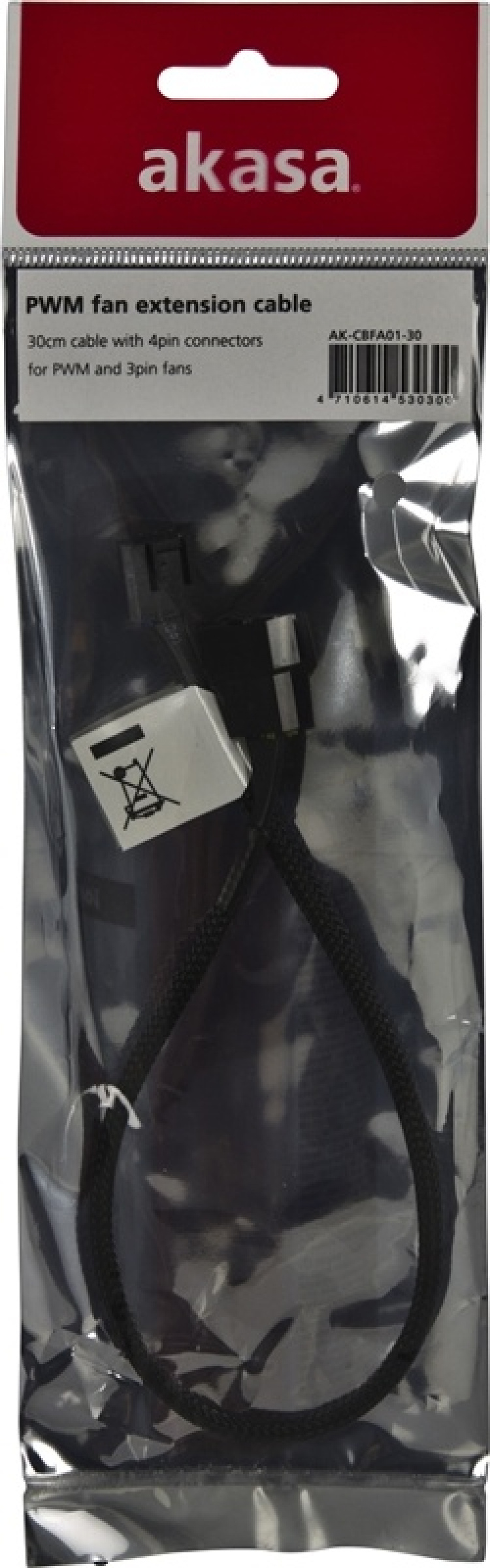 AKASA forlængerkabel til 4-pins PWM-blæsere, 0,3m, sort