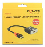 DeLOCK DisplayPort to HDMI-adapter, active, 4K in 60Hz, 0,2m, black