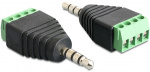DeLOCK stereo adapter, 3,5mm stereo han til 4-pin terminalblock, sort/