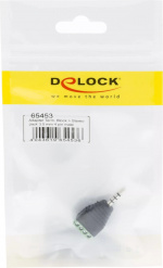 DeLOCK stereo adapter, 3,5mm stereo han til 4-pin terminalblock, sort/