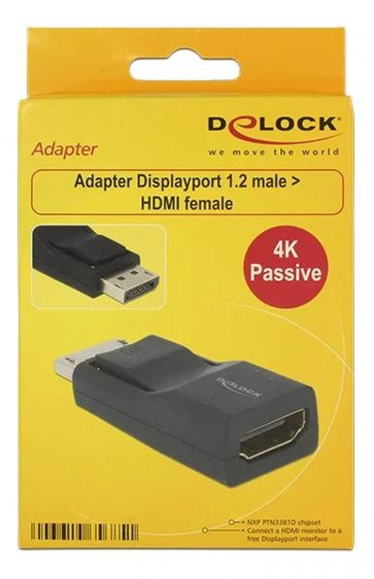 DeLOCK DisplayPort han til HDMI hun adapter, UHD, passiv