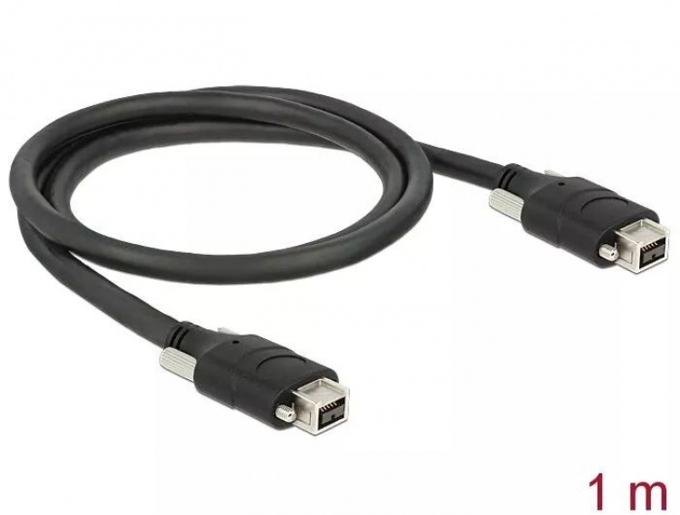 DeLOCK Firewire 800 kabel, 9-pin han - 9-pin han, 1m, sort