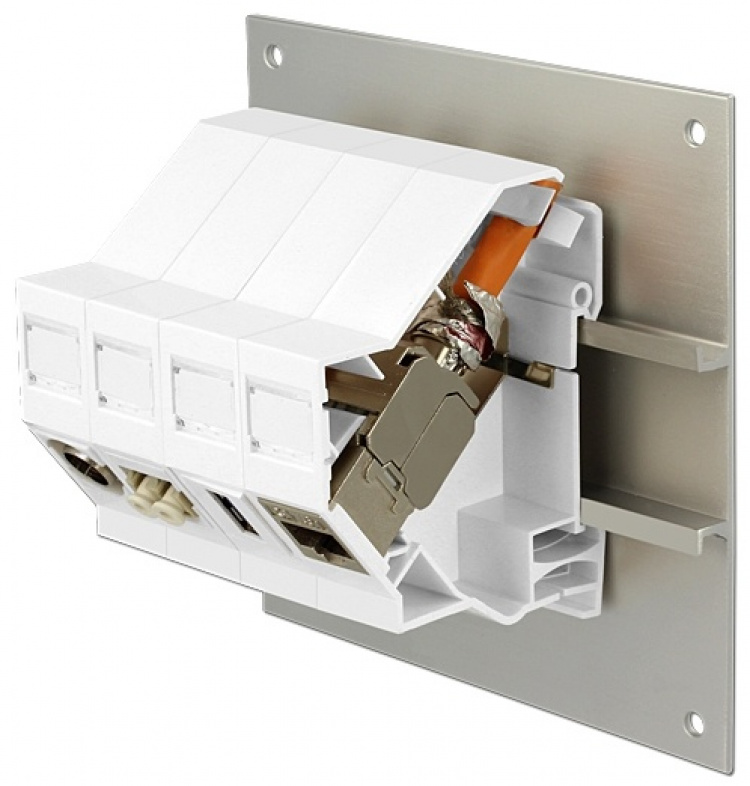 DeLOCK Keystone Mounting for DIN rail, shielded, white