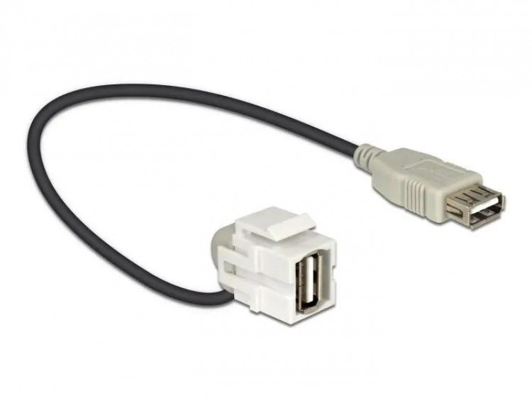 DeLOCK Keystone modul med kabel, USB 2.0 Type A hun - USB Type A hun,