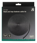 DELTACO Hook and loop fastener cable ties, width 9mm, 10m, black