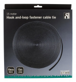 DELTACO Hook and loop fastener cable ties, width 10mm, 15m, black
