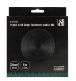 DELTACO Hook and loop fastener cable ties, width 20mm, 5m, black