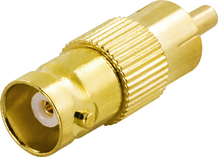DELTACO Adapter, RCA han til BNC hun, guldpletteret stik