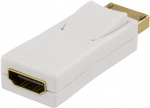 DELTACO DisplayPort til HDMI adapter, han-hun, hvid