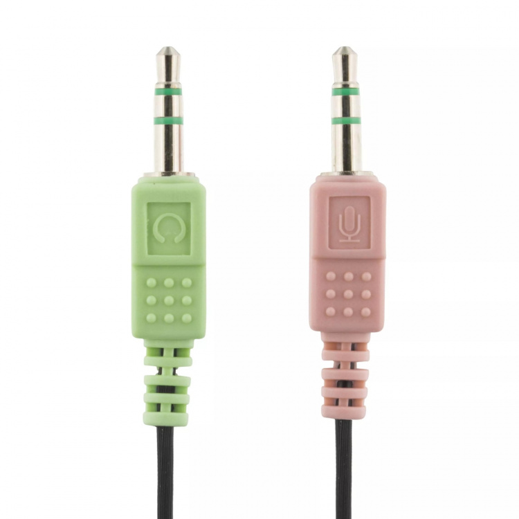 DELTACO Stereo Headset, microphone and volume control, 2x 3,5mm, black