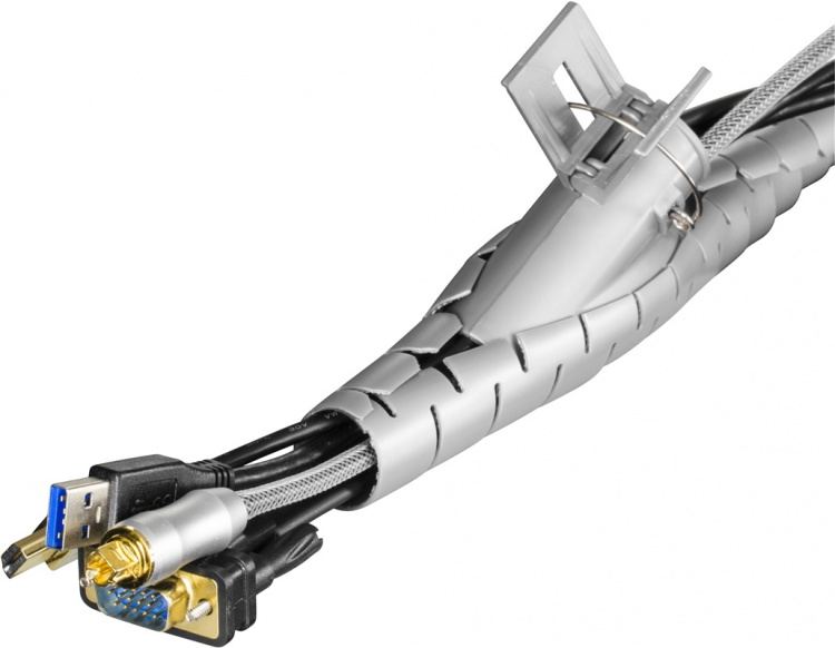 DELTACO kabelskjuler i nylon, 2,5m, grå