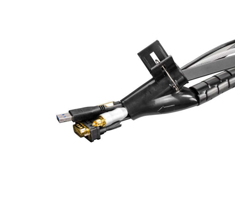 DELTACO Kabelskjulere i plast, 25mm diameter, 2,5m, værktøj, sort