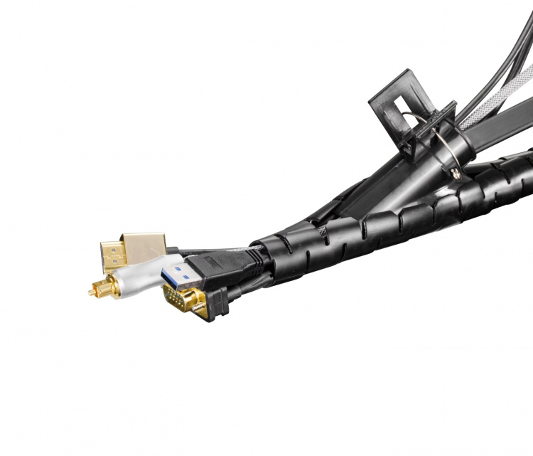 DELTACO Kabelskjulere i plast, 25mm diameter, 2,5m, værktøj, sort