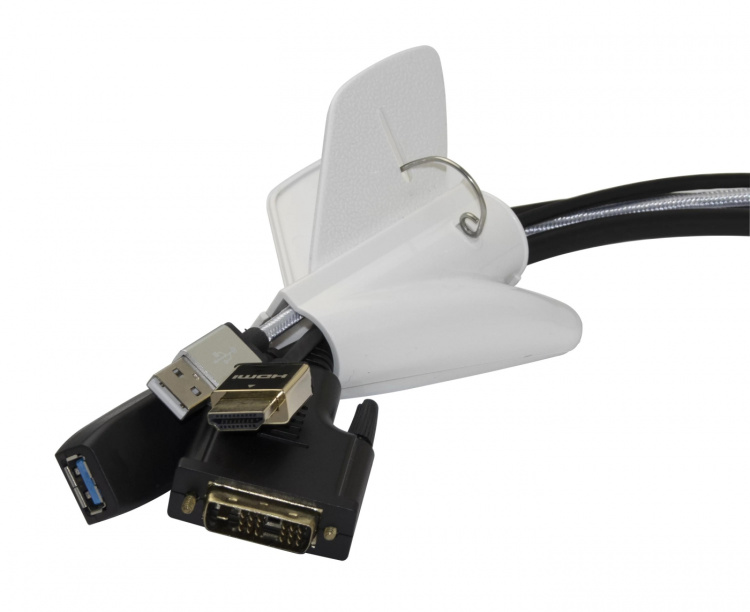 DELTACO Kabelskjulere i nylon, 25mm diameter, værktøj, 2,5m, hvid