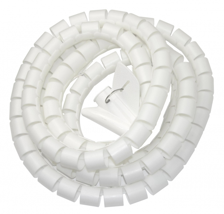 DELTACO Kabelskjulere i nylon, 25mm diameter, værktøj, 2,5m, hvid