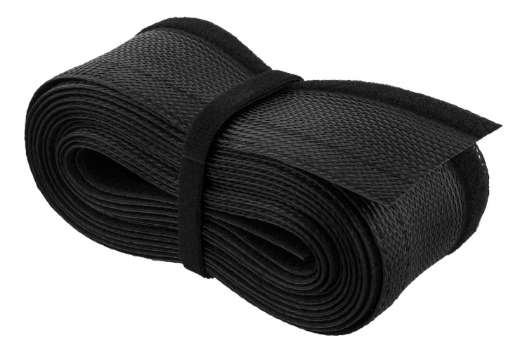 DELTACO kabelsorteringsstrømpe i nylon, burrebånd, 1,8m, sort